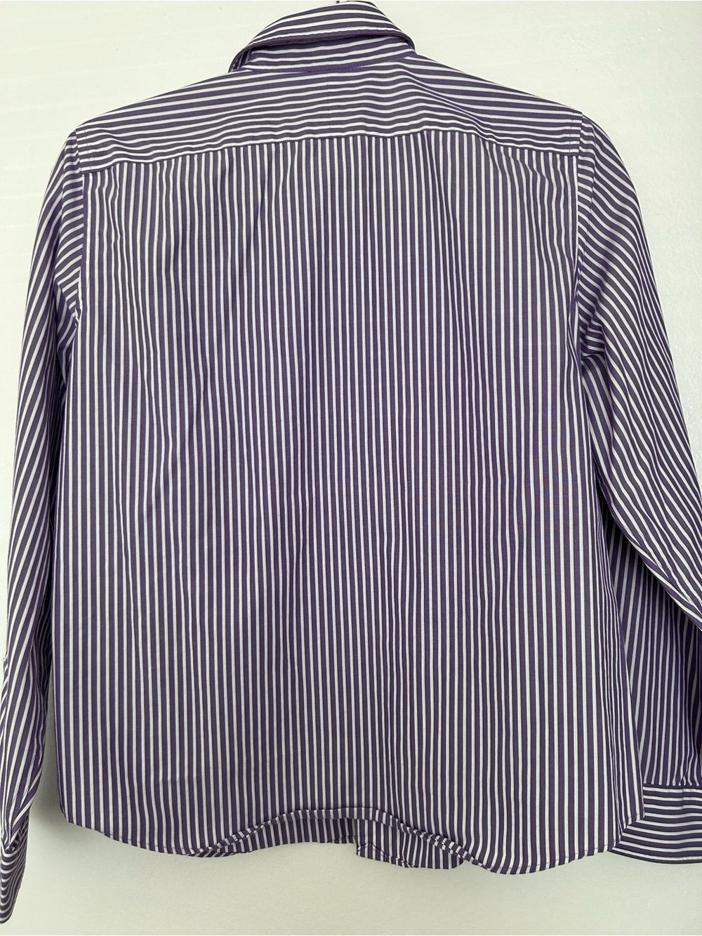 Lauren Ralph Lauren Women’s Purple and White Striped Dress Shirt Petite Large - Picture 8 of 9